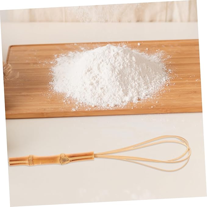 Manual Egg Beater Bamboo Handle Multipurpose Kitchen Whisk for Egg Dough Flour Comfortable to Hold Dishwasher Safe