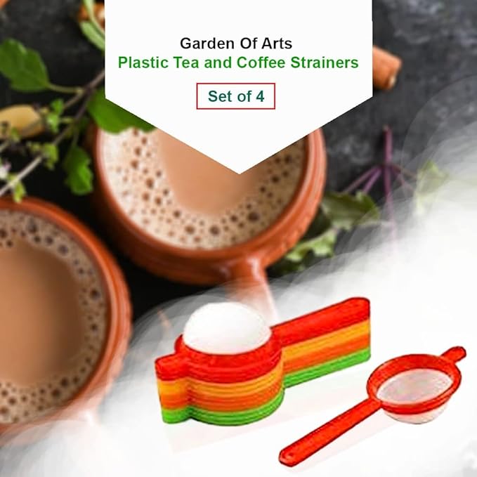 Plastic Tea and Coffee Strainers, Multicolour (Set of 4) Colour May Vary (Plastic Set of 4 Tea Strainer)