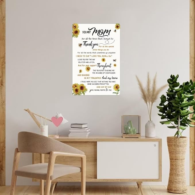 Sunflower Metal Sign for Mom - Mother's Day, Birthday, Thank You Gift - 12 x 8 inches - Image 7