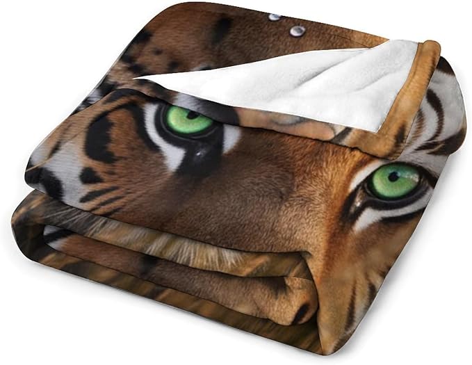 Beautiful Tiger Animal Nature Forest Super Soft Throw Blanket, Rustic Grass Brown Flannel Fleece Decorative Throw for Sofa Couch Bedroom Decor Outdoor Use 60"x80"