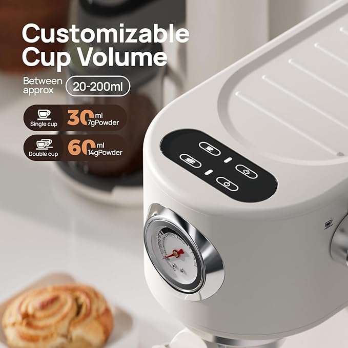 Espresso Machine 20 Bar, Espresso Maker with Milk Frother Steam Wand, Professional Espresso Coffee Machine for Home Cappuccino & Latte Maker