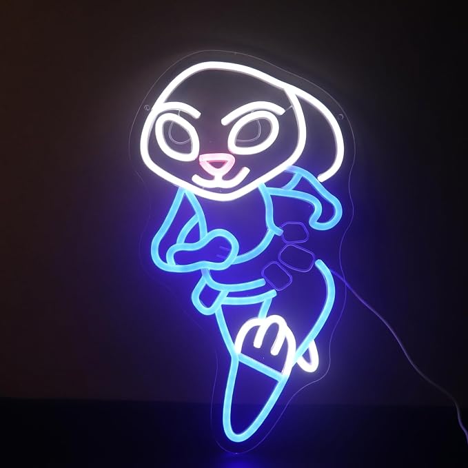 “Running Rabbit” Neon Light - LED Anime Light Wall Art for Kids Room, Playroom, Game Room, Dorm, or Comic Fan Decor, Dimmable USB, Awesome Gift for Children or Friends - Image 2