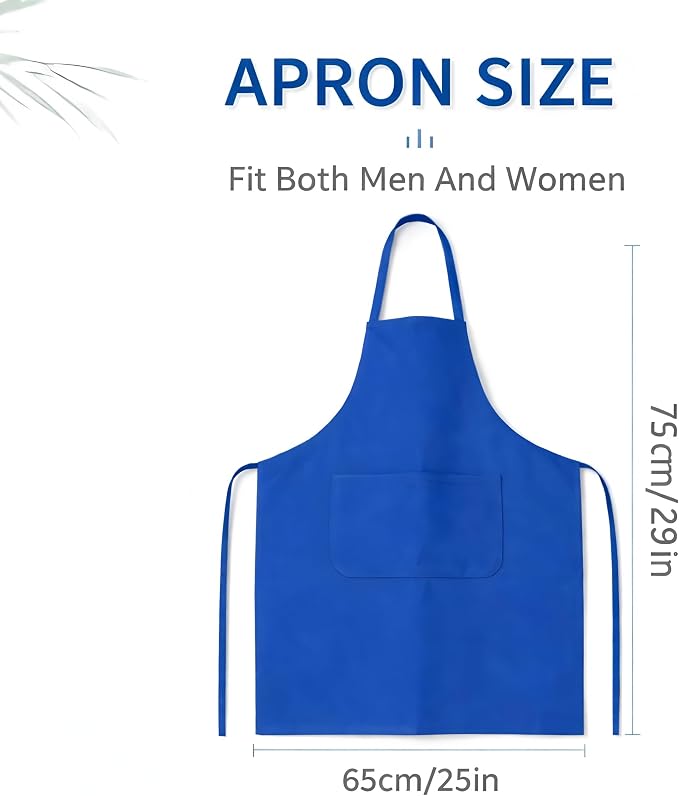 8 Pack Aprons Bulk with Pockets, Unisex Apron with Extra Long Ties for Chef, Cooking Classes, Painting, BBQ - Image 2