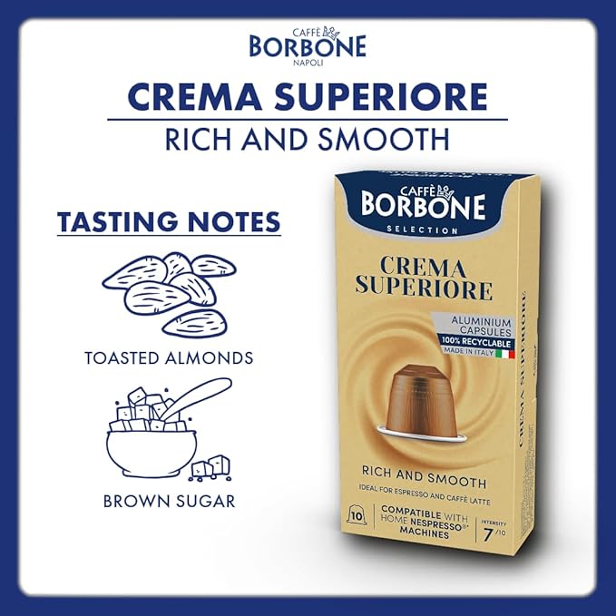 Caffè Borbone Crema Superiore Aluminum Capsules Compatible with Nespresso Original Machines, Medium Roast, 30 Count