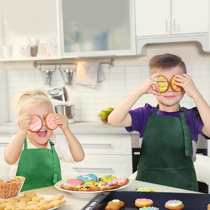 SINLAND Kids Aprons with Large Pocket 2 Pack | Adjustable Cooking Chef Aprons,Stain Resistant Toddler Apron for Baking Painting Gardening Boys Girls - Image 6