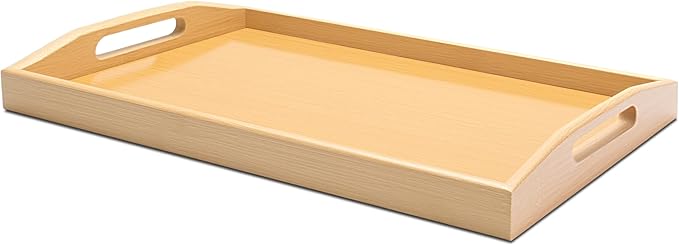 Ottoman Tray for Living Room, 15"x9.8"x2", Small Bamboo Serving Tray with Handles, Trays for Ottoman, Breakfast, Dining, Bar, Bathroom