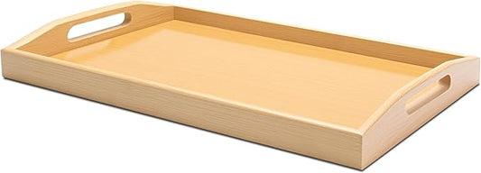 Ottoman Tray for Living Room, 15"x9.8"x2", Small Bamboo Serving Tray with Handles, Trays for Ottoman, Breakfast, Dining, Bar, Bathroom