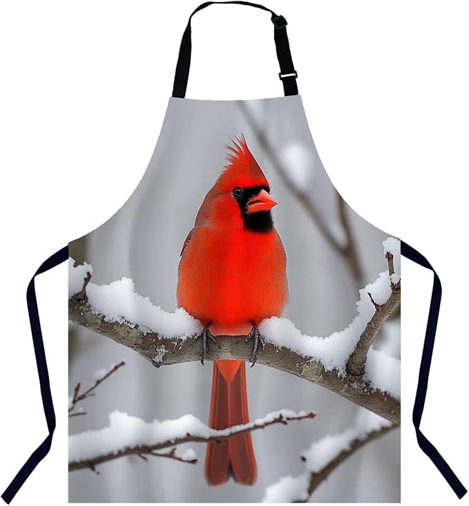 Red Cardinal Waterproof Apron Kitchen Chef Aprons Bibs for Grooming Cooking Baking Painting Gardening by Unknown