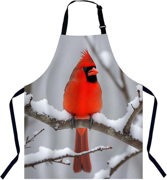 Red Cardinal Waterproof Apron Kitchen Chef Aprons Bibs for Grooming Cooking Baking Painting Gardening by Unknown