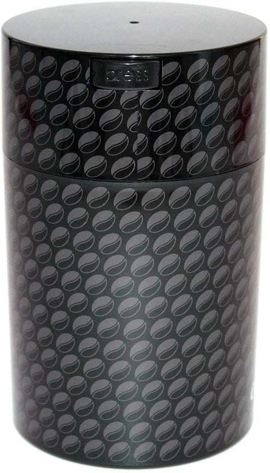 Coffeevac 1LB – Patented Airtight Container | Multi-use Vacuum Container Works as Smell Proof Containers for Ground Coffee and Coffee Bean Containers. Black with Beans
