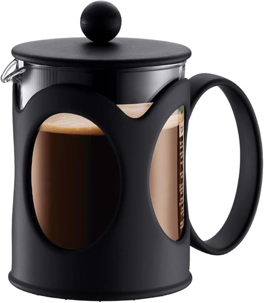 BODUM 10683-01 Kenya French Press Coffee Maker, Borosilicate Glass - 4-Cup (0.5 L), Black