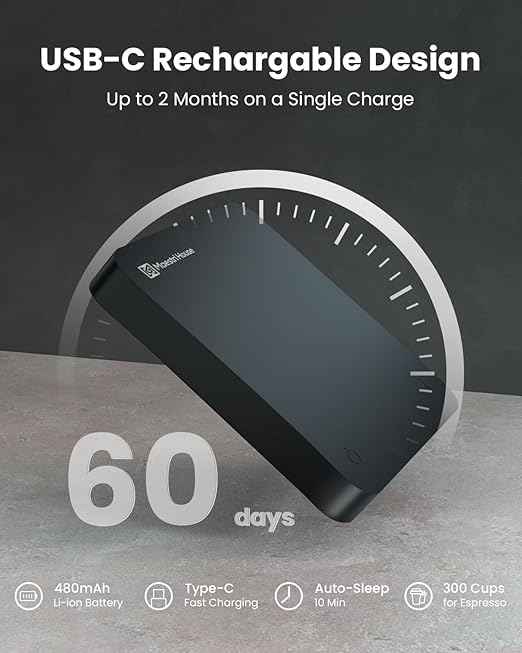 Maestri House S1 Air Espresso Scale with Timer, 0.1g Precision Coffee Scale with Auto Tare, 3 Smart Brew Modes, Ultra-Slim 0.63" Low-Profile, Rechargeable Digital Scale for Espresso & Pour Over