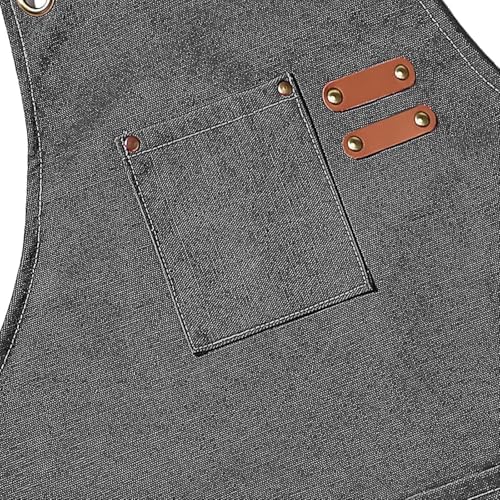 AFUN Aprons for Men Women with Large Pockets, 16-Ounce Cotton Canvas Cross Back Apron - Image 4