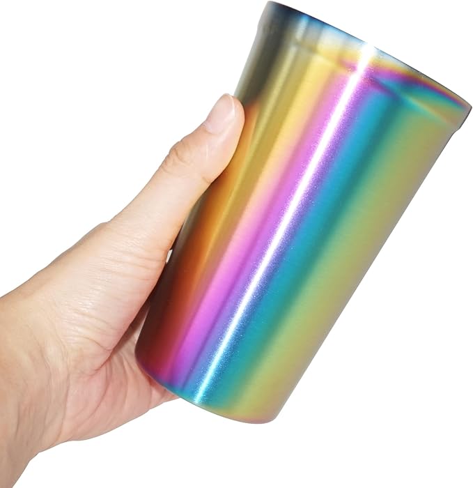 Youda Stainless Steel Double Walled Insulated Cups(Set of 2) Stackable, Coffee Cup/Tea Cup/Chilling Beer Glasses, Great for Kids, for Travel, Outdoor,Camping&Everyday, 16oz(Rainbow)