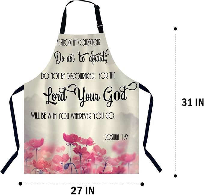 Christian Bible Verses Scripture Quotes Joshua 1:9 Waterproof Apron Kitchen Chef Aprons Bibs for Grooming Cooking Baking Painting Gardening - Image 2