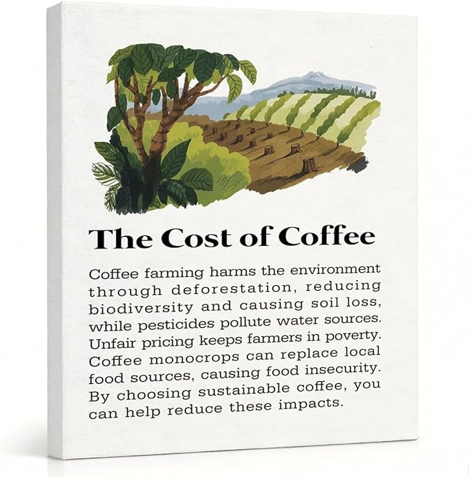 RTVJTERQ Cost & Farming Impact Oil Painting, 8x10 Inches Sustainable Farming Art Print, Eco-friendly Wall Decor for Home & Café, Educational Hanging Poster, Warm Gift For Enthusiasts