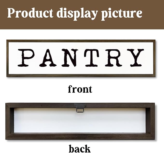 Pantry Wood Sign, Farmhouse Wooden Box Signs, Kitchen Decoration for Table Shelf, Vintage Home Decor, Housewarming Decors, Wood Framed Wall Decor Sign, Pantry Signs Wall Decors 17.8x4x1.2 inches - Image 3