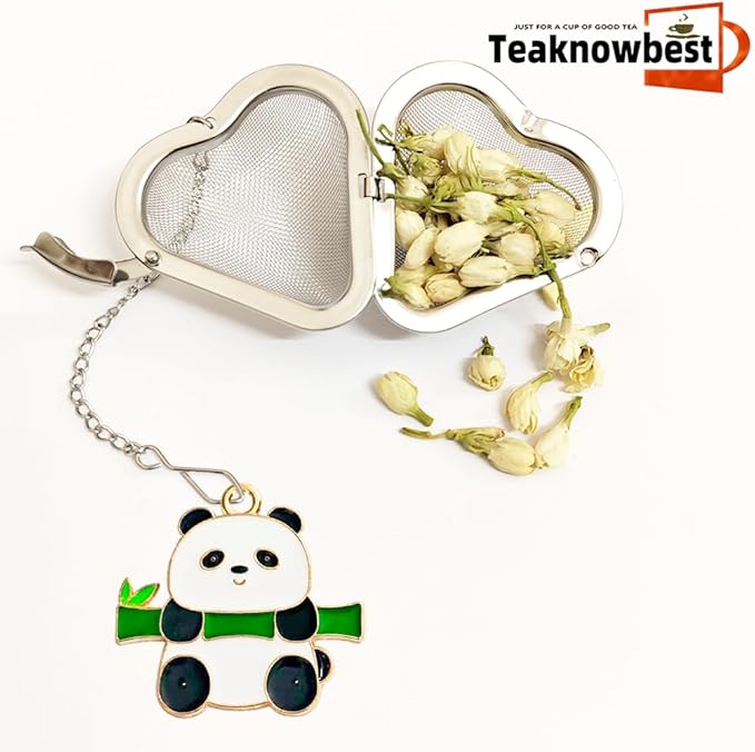 Tea infusers, loose tea strainer, Heart shaped tea ball + cute animal pendant, reusable tea steeper makes afternoon tea meaningful (2, panda)