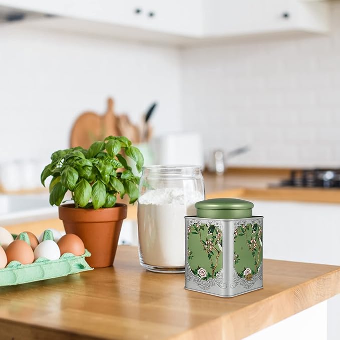 BESPORTBLE Tea Tin Canister with Airtight Double Lids Airtight Loose Tea Canister Tinplate Empty Tin Coffee Candy Herbs and Spices