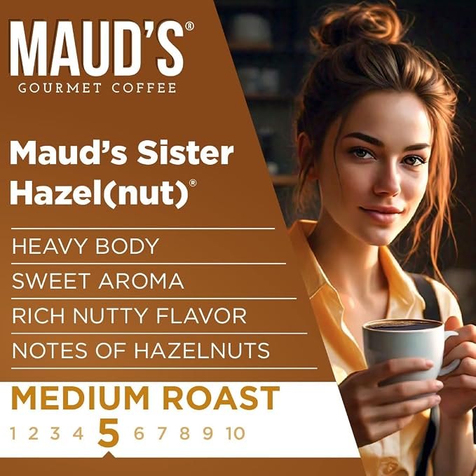 Maud's Sweet Hazelnut Flavored Coffee Pods, 18 ct, Medium Roast Flavored Coffee in Single Serve Pods – 100% Arabica Beans, Compatible with Keurig K Cups Maker - Image 3