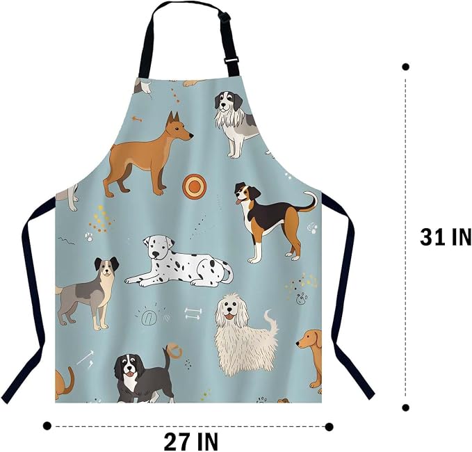 Different Doodle Dogs Apron Adjustable Neck Bib Apron for Men Women,Suitable for Kitchen Cooking Waitress Chef Apron - Image 2