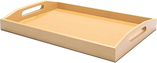 Serving Tray for Ottoman, 13.7"x8.6"x2" Small Bamboo Serving Tray with Handles, Trays for Ottoman, Coffe Table, Dining, Drink, Home Decor