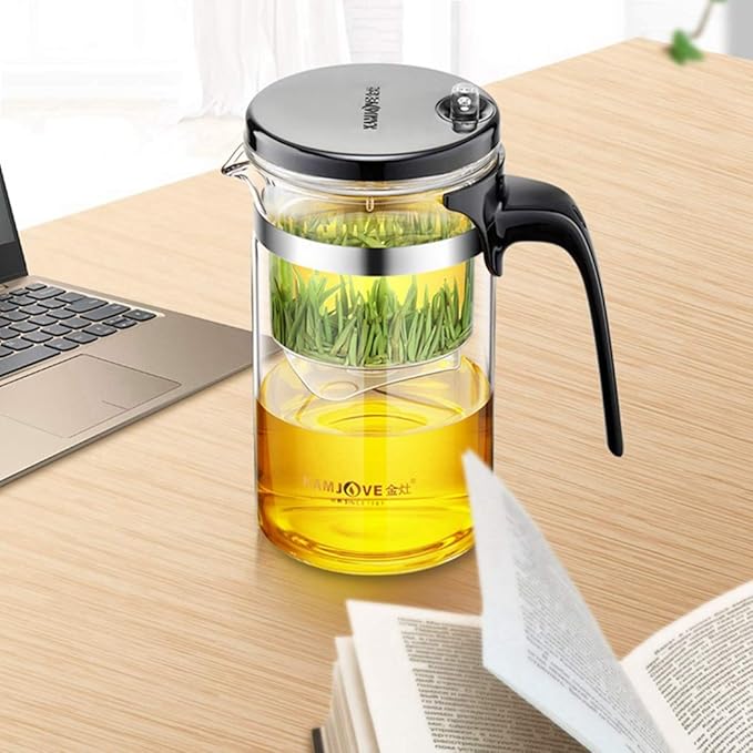 Kamjove Tea Pot Detachable Filter Glass Tea Pot 500ML，16.9OZ Borosilicate Heat Resistant Teapot