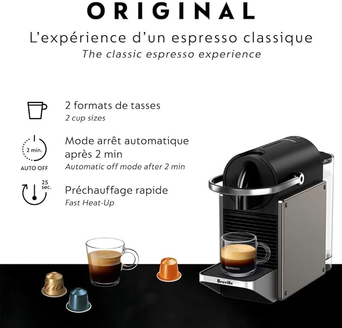 Nespresso Pixie Original Espresso Machine by Breville, Titan