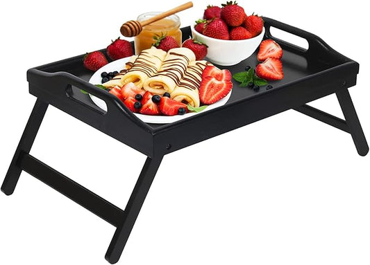 Bed Tray Folding Legs with Handles Breakfast Food Tray Table for Sofa Eating,Drawing,Platters Bamboo Serving Lap Desk Snack Tray
