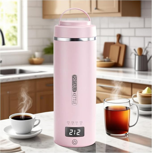 Travel Kettle, Portable Electric Kettle with 4 Temperature Controls, 304 Stainless Steel with Auto Shut-off & Leak Proof, Pink (120V)