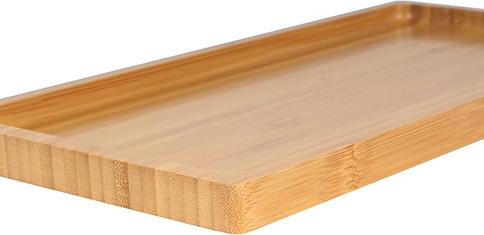 BambooMN Organic Bamboo Serving Tray, Vanity, Tea Serving, Appetizers, Snacks, Charcuterie Board - Rounded Edges, 11"x5.5"x0.6" - 1 Tray