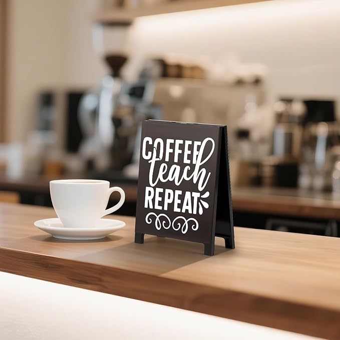 Coffee Bar Accessories Decor: Black Coffee Station Corner Decorations Sign for Office Kitchen Tabletop Shelf