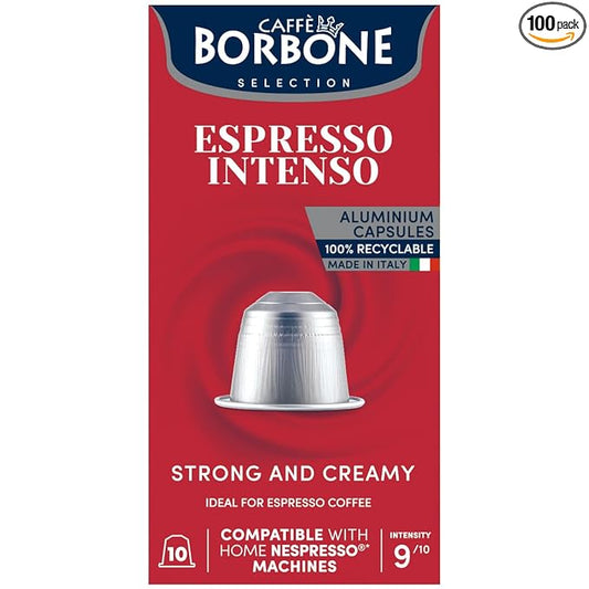 Caffè Borbone Espresso Intenso Aluminum Capsules Compatible with Nespresso Original Machines, Dark Roast, 100 Count