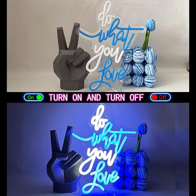 Do What You Love Neon Sign Blue White Led Neon Sign Words Neon Lights USB Powered Neon Wall Signs for Bedroom Neon Signs for Wedding, Engagement, Birhthday, Valentines Day Decor