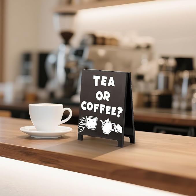 Coffee Bar Accessories Decor: Black Coffee Station Corner Decorations Sign for Kitchen Tabletop Desk Shelf