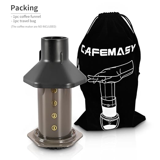 CAFEMASY Coffee Funnel and Travel Bag Kit Compatible with Aeropress Original Go XL Portable Espresso Coffee Maker Replacement Parts Coffee Accessories Tool