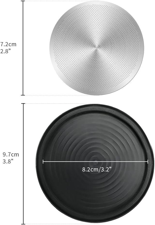 Metal Coffee Filter with Plunger Cover Lid Compatible with Aeropress XL Coffee Maker Reusable Accessories Parts Stainless Steel Filters and Silicone Travel Cap
