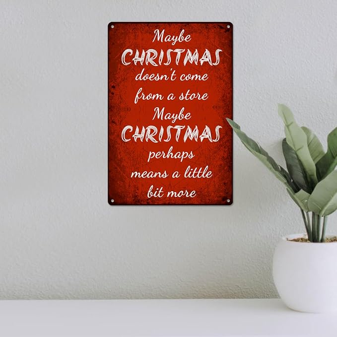 Christmas Signs Home Decor Vintage Art Poster Metal Hanging Plaque Kitchen Cafe Bar Farmhouse Porch Yard Outdoor Indoor Decorations Funny Xmas Gift 8X12 Inch (Christmas Quote Sign) - Image 5