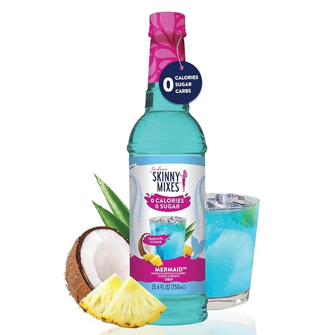 Jordan's Skinny Mixes Sugar Free Syrup, Mermaid Flavor, Fruit Flavored Water Enhancer, Drink Mix for Iced Tea, Lemonade, Drinks, Low Calorie Water Flavoring, Dairy & Gluten Free, Kosher, 25.4 Fl Oz, 2 Pack - Image 3