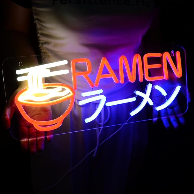 Britrio Ramen ラーメン Neon Sign Led Neon Lights for Wall Decor Light Up Noodle Signs Restaurant Home Bar Kitchen Dinning Room Cafe Japanese Noodle Shop Wall Art Decorations 5V USB Powered