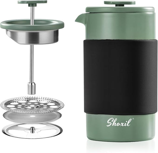 French Press – 350ml Stainless Steel Coffee Press, 2 Cup Cafetiere for Ground Coffee, Portable French Press