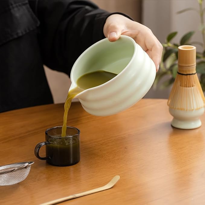 Matcha Set - Match Bowl with Spout and Whisk, 15 OZ, Matcha Scoop | Matcha Whisk Stand (Chasen Holder) - 5pc Perfect Matcha Kit for Matcha Tea Ceremony