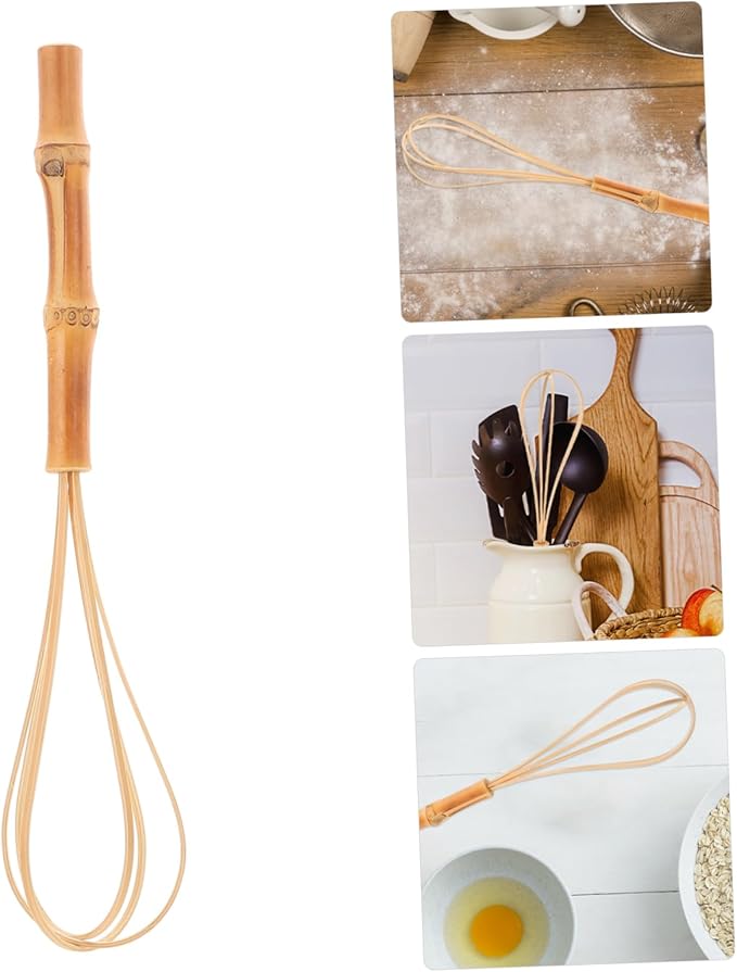 Manual Bamboo Egg Whisk Mixer Versatile Kitchen Beater for Cream Dough and Eggs Ergonomic Design for Comfortable Grip for Baking and Cooking