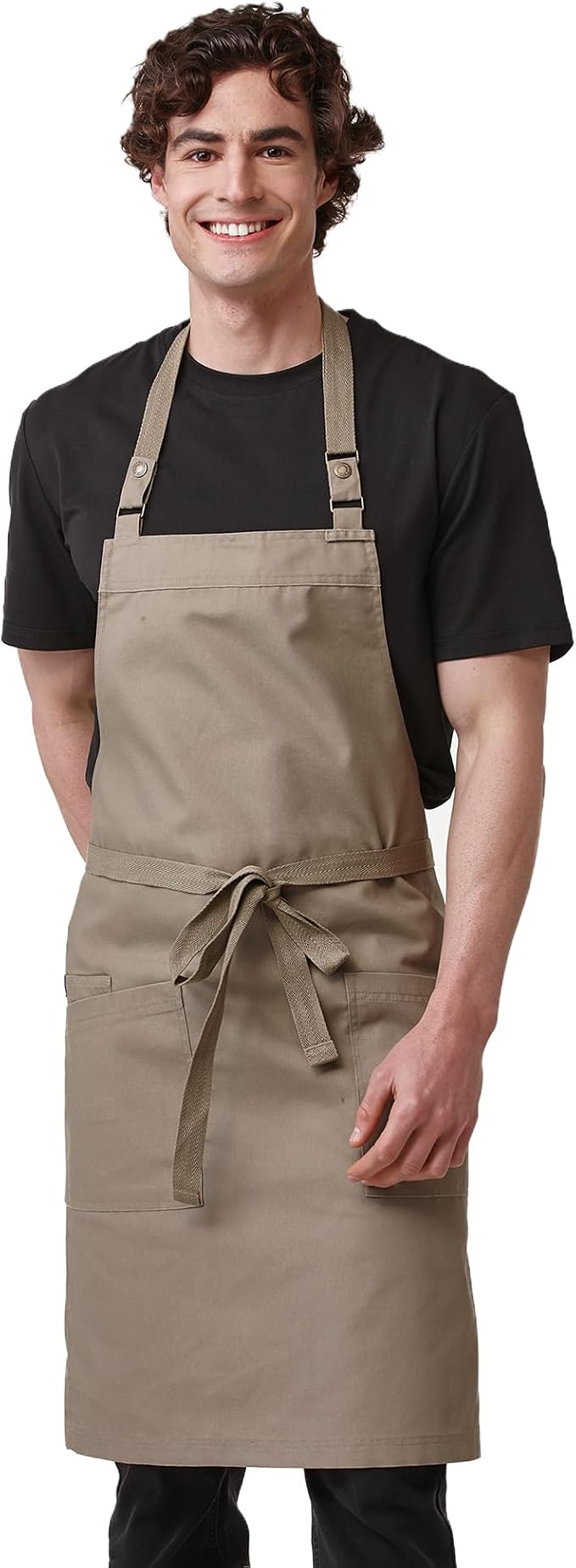 Chef Men Canvas Waterproof Apron Pocket 4251GB | Polyester Cotton Canvas Apron for BBQ Grilling Kitchen Cooking, Adjustable Neck, Durable & Comfortable by Guolamy