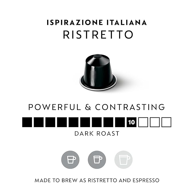 Nespresso Capsules Original Line, Ristretto Intenso, Dark Roast Coffee, 50 Count Coffee Pods