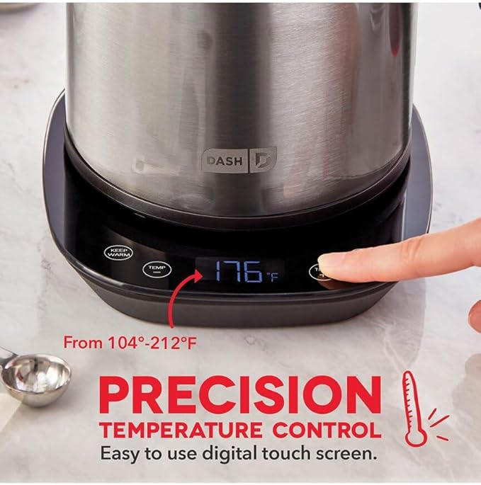 Dash Insulated Electric Kettle, Cordless Hot Water Kettle - Stainless Steel, 57oz/1.7L