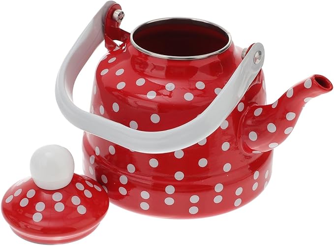 Cabilock Enamel Tea Kettle - Stovetop Teapot with Handle, 1.1 Quart Fast Heating Hot Water Pot for Gas, Induction, Electric, Farmhouse Kitchen Decoration (No Whistling)