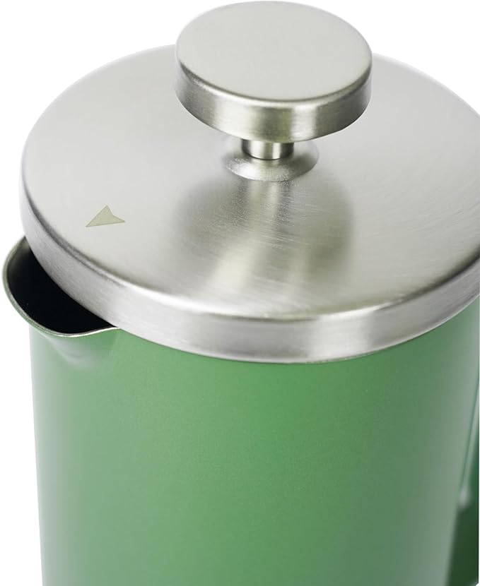 small French Press Coffee Maker 600ml, Double-Wall Insulated French Press Coffee Press Stainless Steel for travel camping, Silicone handle (2-4cup, 20 OZ) silver