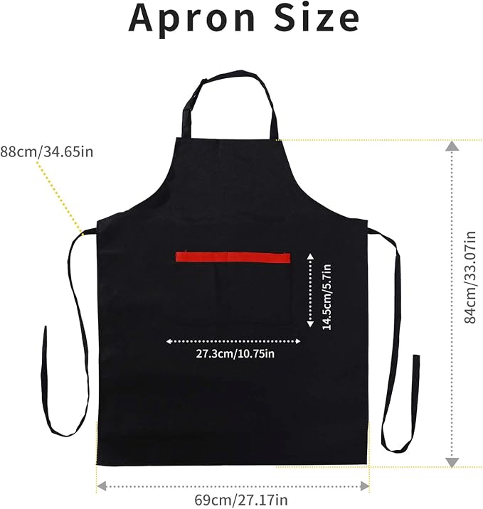 Tosewever 2 Pack Adjustable Bib Apron with 2 Pockets, Waterdrop Resistant Cooking Kitchen Aprons for Women Men Chef Couple BBQ Painting (Black, 2) - Image 2