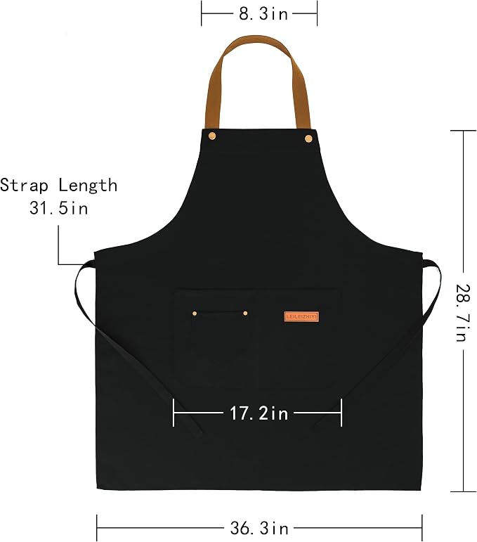 3Pack Chef Apron, Waterproof Apron, Adjustable Apron with 2 Pockets for Men Women, Apron for Cooking Baking Restaurant - Image 2
